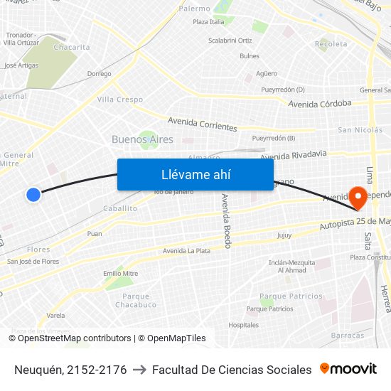 Neuquén, 2152-2176 to Facultad De Ciencias Sociales map
