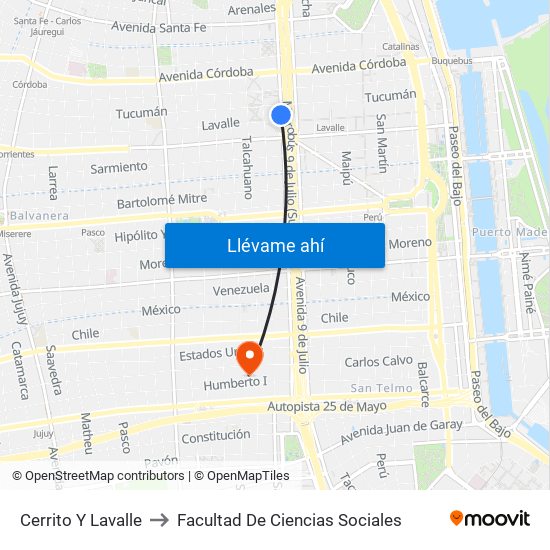 Cerrito Y Lavalle to Facultad De Ciencias Sociales map