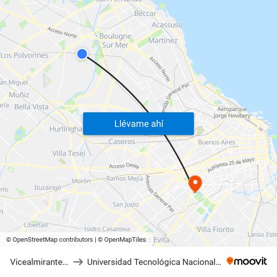 Vicealmirante Montes to Universidad Tecnológica Nacional - Frba - Campus map