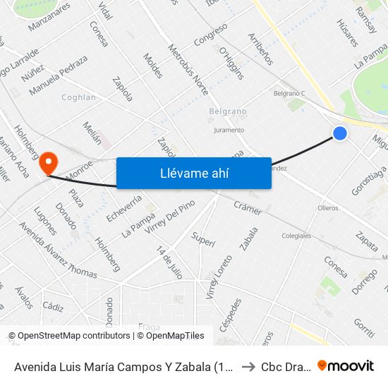 Avenida Luis María Campos Y Zabala (15 - 29) to Cbc Drago map