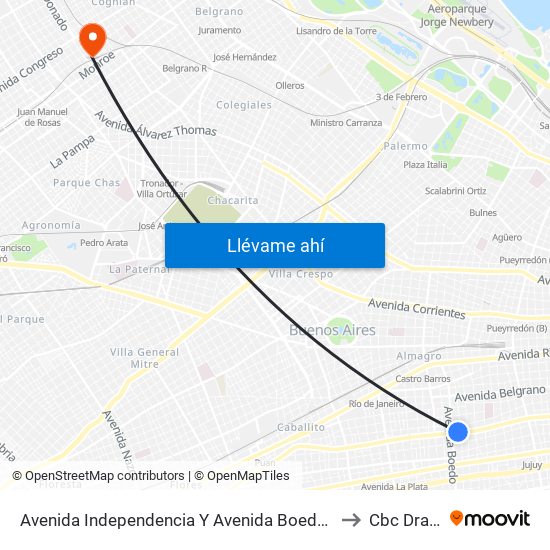 Avenida Independencia Y Avenida Boedo (96) to Cbc Drago map