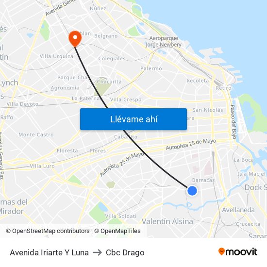Avenida Iriarte Y Luna to Cbc Drago map