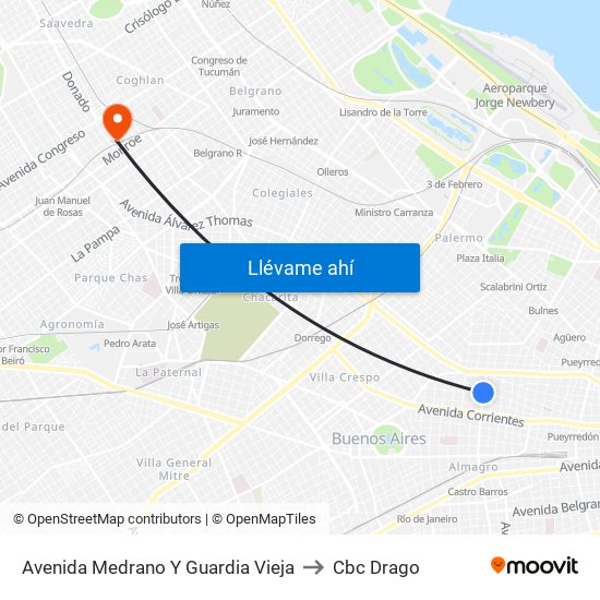Avenida Medrano Y Guardia Vieja to Cbc Drago map