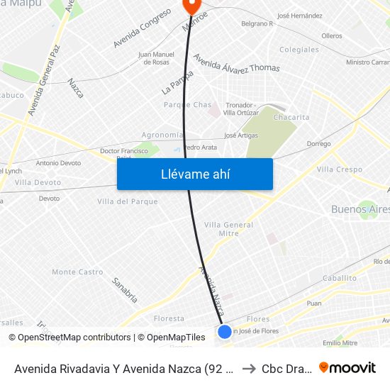Avenida Rivadavia Y Avenida Nazca (92 - 113) to Cbc Drago map