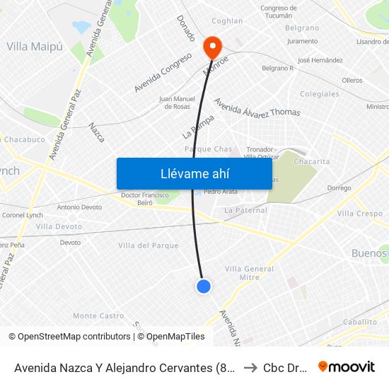 Avenida Nazca Y Alejandro Cervantes (84 - 110) to Cbc Drago map