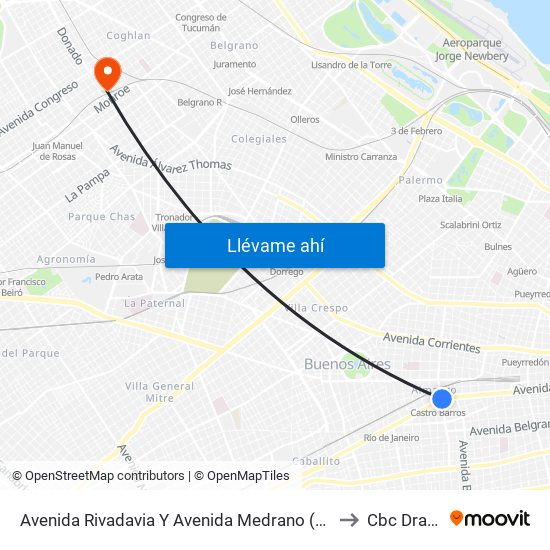 Avenida Rivadavia Y Avenida Medrano (132) to Cbc Drago map