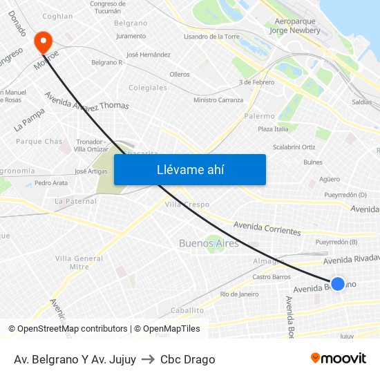 Av. Belgrano Y Av. Jujuy to Cbc Drago map