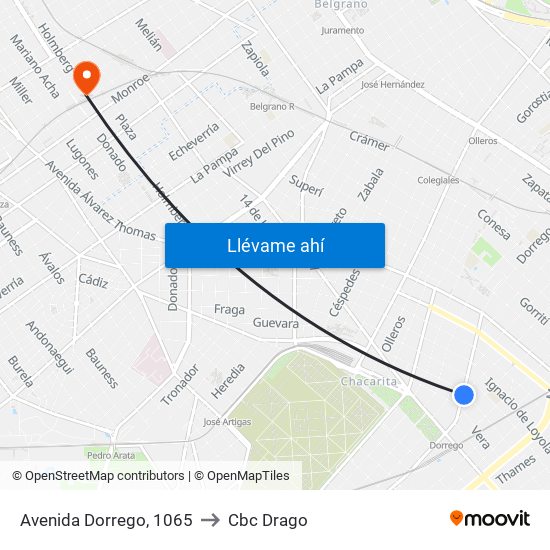 Avenida Dorrego, 1065 to Cbc Drago map