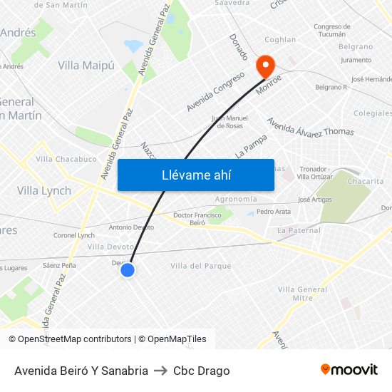 Avenida Beiró Y Sanabria to Cbc Drago map