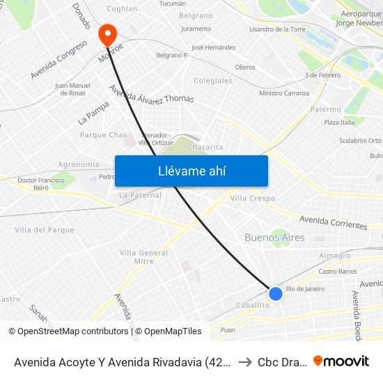 Avenida Acoyte Y Avenida Rivadavia (42 - 135) to Cbc Drago map
