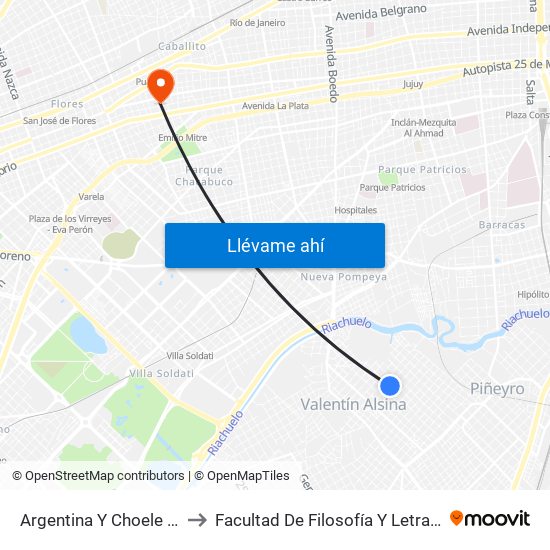 Argentina Y Choele Choel to Facultad De Filosofía Y Letras (Uba) map