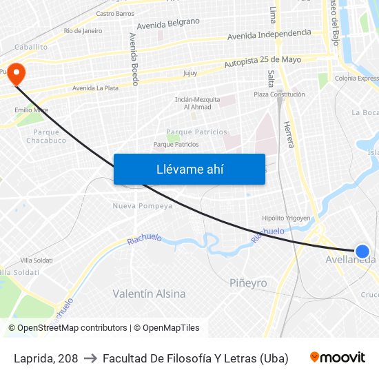 Laprida, 208 to Facultad De Filosofía Y Letras (Uba) map