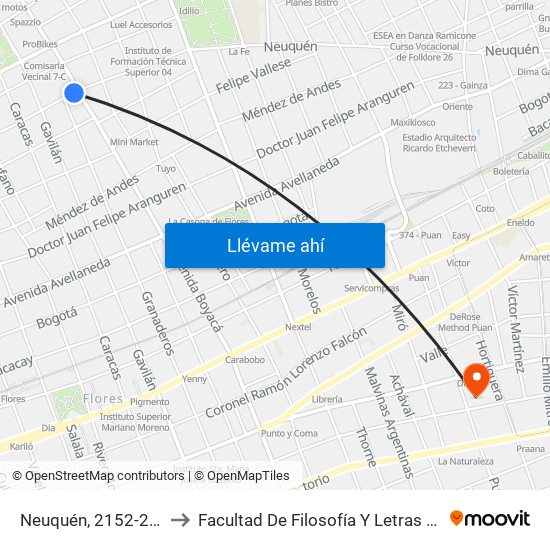 Neuquén, 2152-2176 to Facultad De Filosofía Y Letras (Uba) map