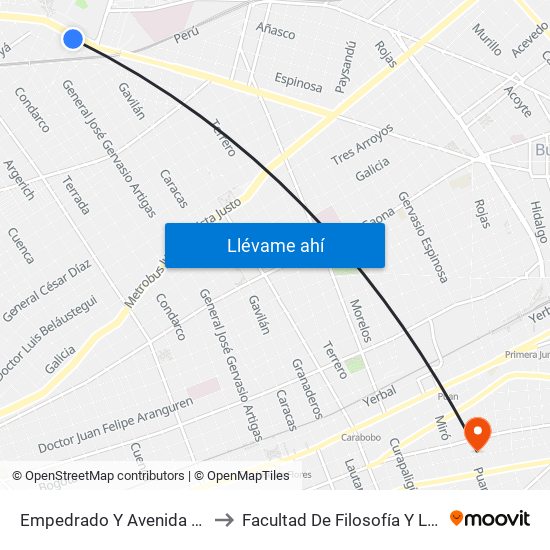 Empedrado Y Avenida San Martín to Facultad De Filosofía Y Letras (Uba) map