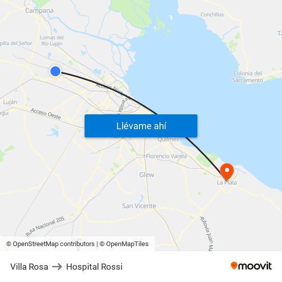 Villa Rosa to Hospital Rossi map