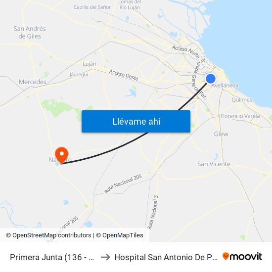 Primera Junta (136 - 163) to Hospital San Antonio De Padua map