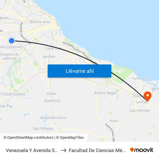 Venezuela Y Avenida Santamaría to Facultad De Ciencias Médicas - Unlp map