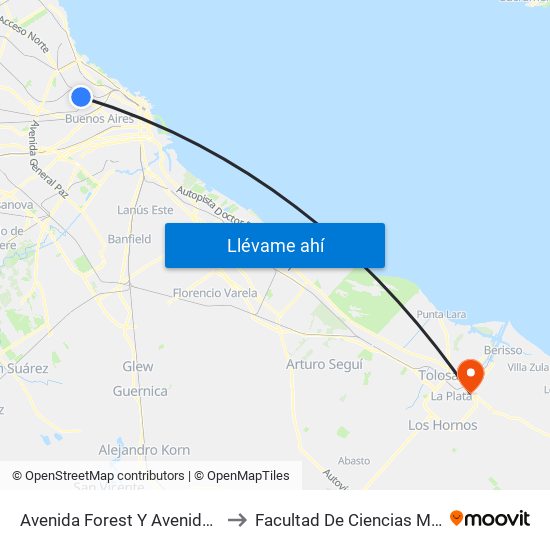 Avenida Forest Y Avenida De Los Incas to Facultad De Ciencias Médicas - Unlp map