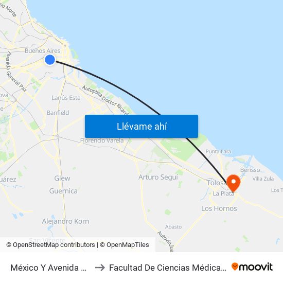 México Y Avenida Boedo to Facultad De Ciencias Médicas - Unlp map