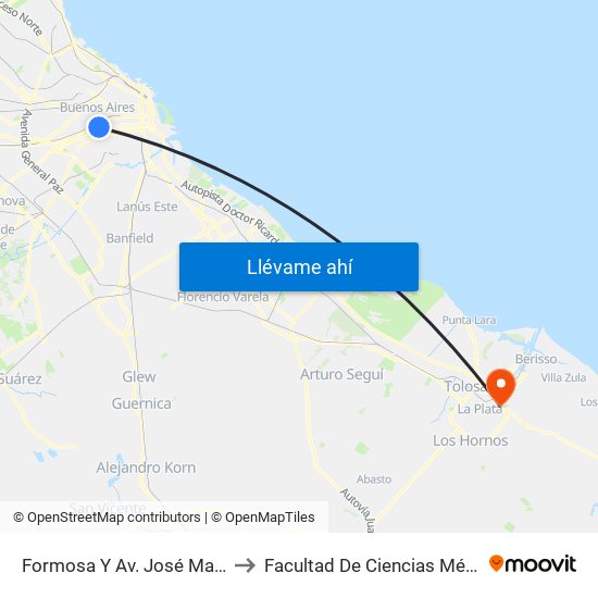 Formosa Y Av. José María Moreno to Facultad De Ciencias Médicas - Unlp map