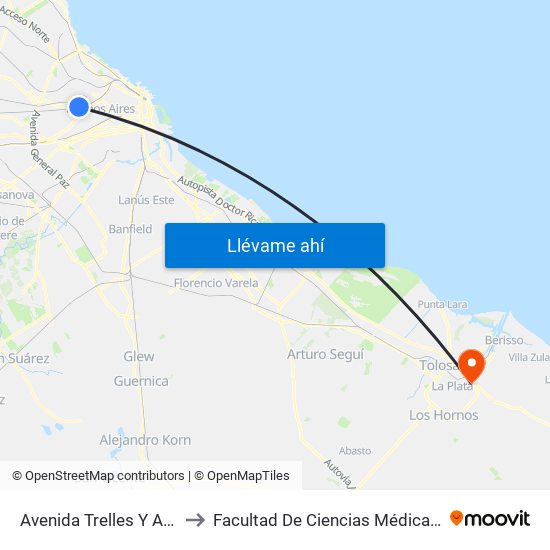 Avenida Trelles Y Añasco to Facultad De Ciencias Médicas - Unlp map