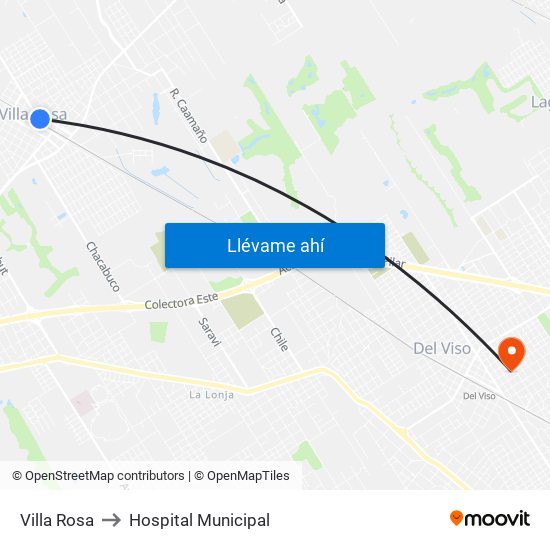Villa Rosa to Hospital Municipal map