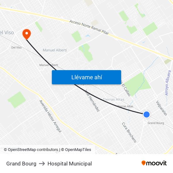 Grand Bourg to Hospital Municipal map
