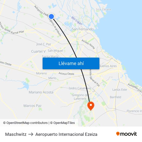 Maschwitz to Aeropuerto Internacional Ezeiza map