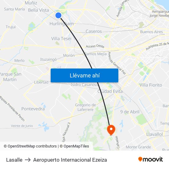 Lasalle to Aeropuerto Internacional Ezeiza map