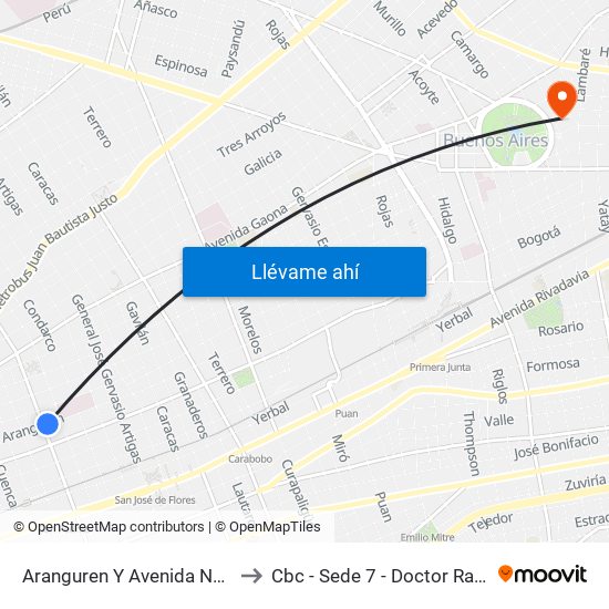 Aranguren Y Avenida Nazca (172) to Cbc - Sede 7 - Doctor Ramos Mejía map