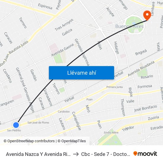 Avenida Nazca Y Avenida Rivadavia (63 - 145) to Cbc - Sede 7 - Doctor Ramos Mejía map