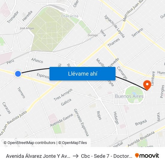 Avenida Álvarez Jonte Y Avenida San Martín to Cbc - Sede 7 - Doctor Ramos Mejía map