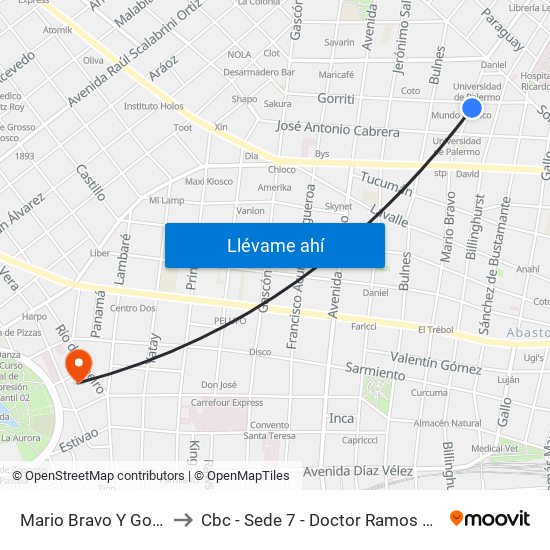 Mario Bravo Y Gorriti to Cbc - Sede 7 - Doctor Ramos Mejía map