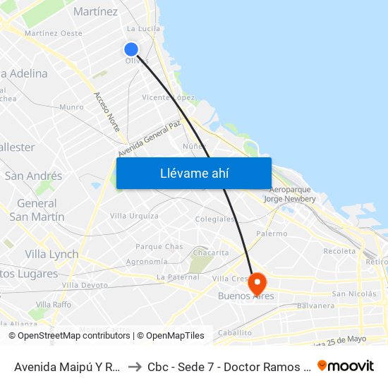Avenida Maipú Y Roma to Cbc - Sede 7 - Doctor Ramos Mejía map