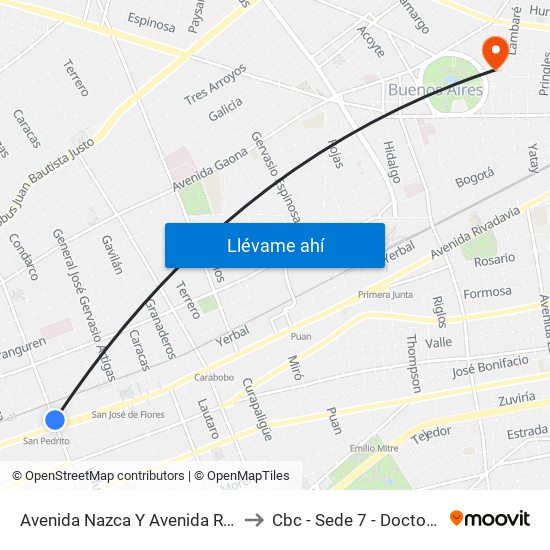 Avenida Nazca Y Avenida Rivadavia (25 - 53) to Cbc - Sede 7 - Doctor Ramos Mejía map