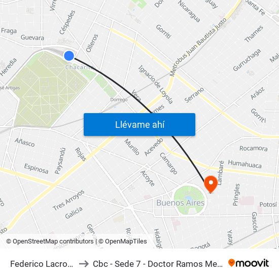 Federico Lacroze to Cbc - Sede 7 - Doctor Ramos Mejía map