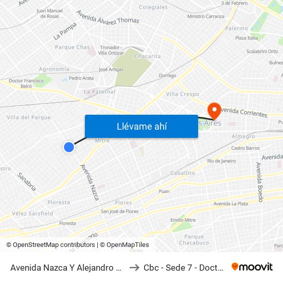 Avenida Nazca Y Alejandro Cervantes (84 - 110) to Cbc - Sede 7 - Doctor Ramos Mejía map