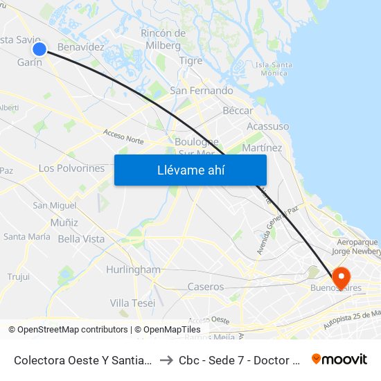 Colectora Oeste Y Santiago Del Estero to Cbc - Sede 7 - Doctor Ramos Mejía map