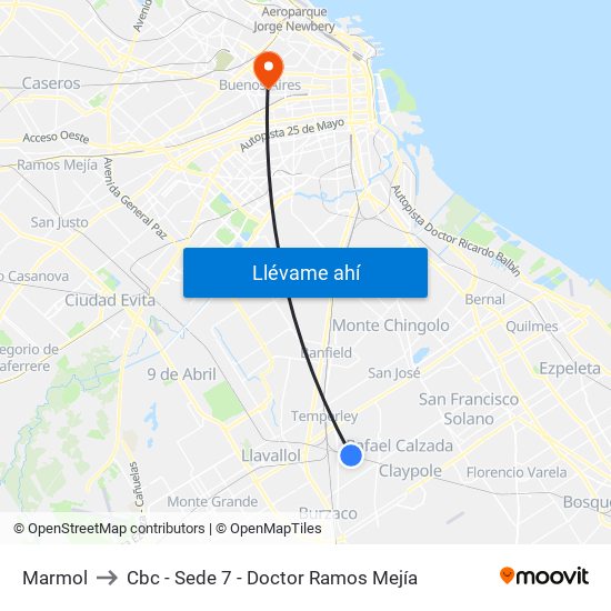 Marmol to Cbc - Sede 7 - Doctor Ramos Mejía map