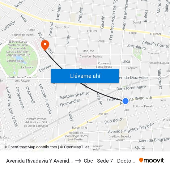 Avenida Rivadavia Y Avenida Medrano (132) to Cbc - Sede 7 - Doctor Ramos Mejía map