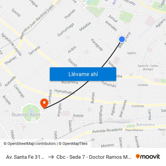 Av. Santa Fe 3181 (68) to Cbc - Sede 7 - Doctor Ramos Mejía map