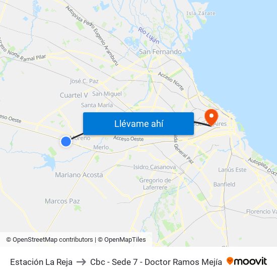Estación La Reja to Cbc - Sede 7 - Doctor Ramos Mejía map