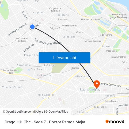 Drago to Cbc - Sede 7 - Doctor Ramos Mejía map