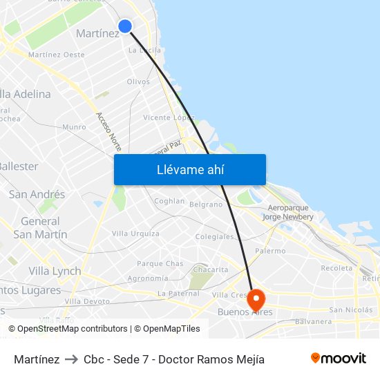 Martínez to Cbc - Sede 7 - Doctor Ramos Mejía map