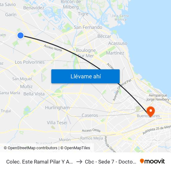 Colec. Este Ramal Pilar Y Av. Olivos - Car One to Cbc - Sede 7 - Doctor Ramos Mejía map