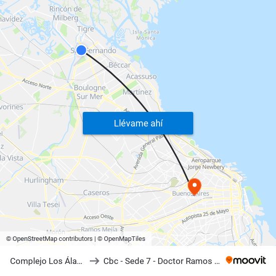Complejo Los Álamos to Cbc - Sede 7 - Doctor Ramos Mejía map