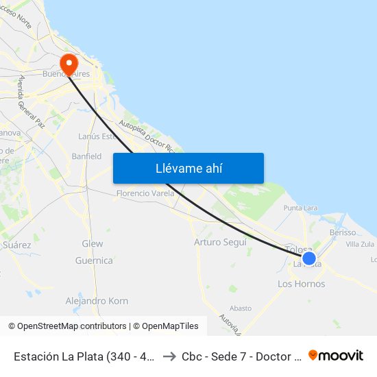 Estación La Plata (340 - 411 - 520 - Este) to Cbc - Sede 7 - Doctor Ramos Mejía map