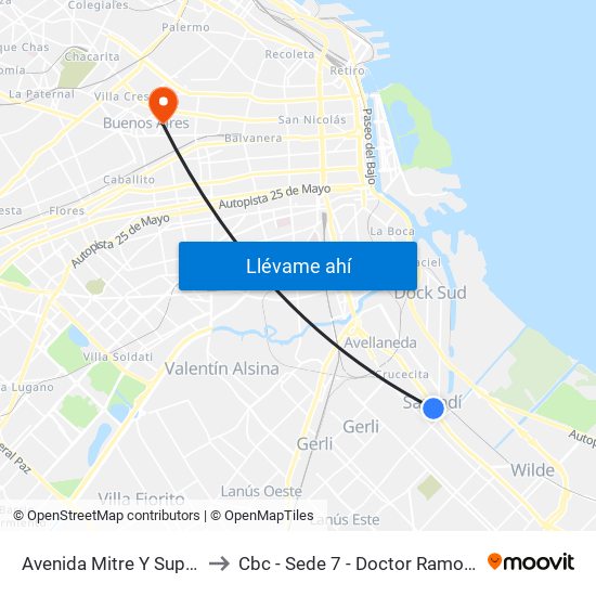 Avenida Mitre Y Supisiche to Cbc - Sede 7 - Doctor Ramos Mejía map