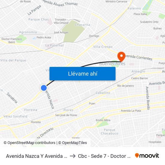 Avenida Nazca Y Avenida Juan B. Justo to Cbc - Sede 7 - Doctor Ramos Mejía map