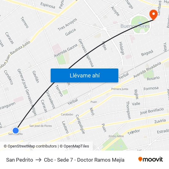 San Pedrito to Cbc - Sede 7 - Doctor Ramos Mejía map